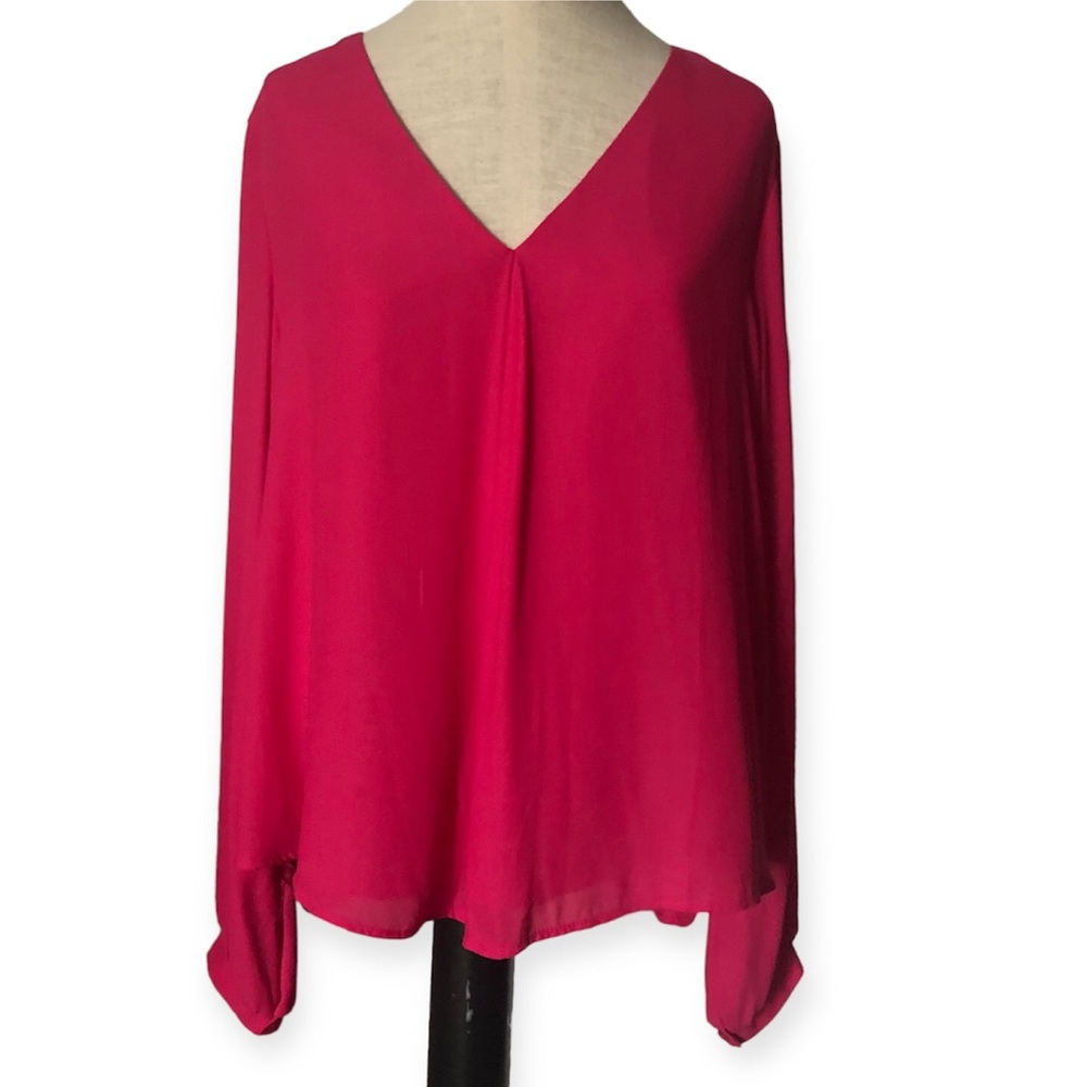 Lush Fuscia Long Sleeve Blouse